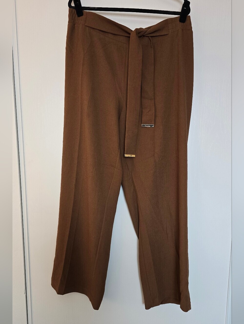 Calvin Klein - Brown Office Business Casual Classic Wide-Leg Dressy Pants